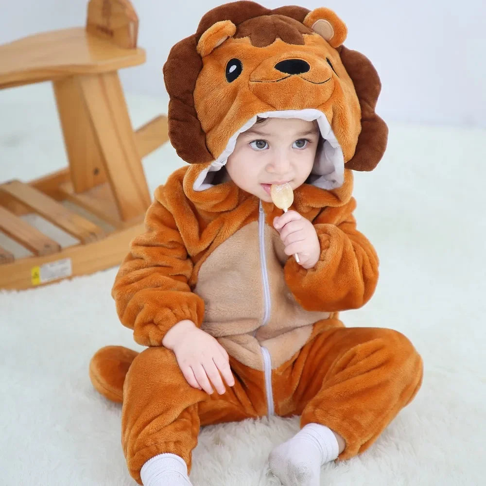 Baby Rompers Winter Kigurumi Lion Costume For Girls Boys Toddler Animal Jumpsuit Infant Clothes Pyjamas Kids Overalls Ropa Bebes-Dollar Bargains Online Shopping Australia
