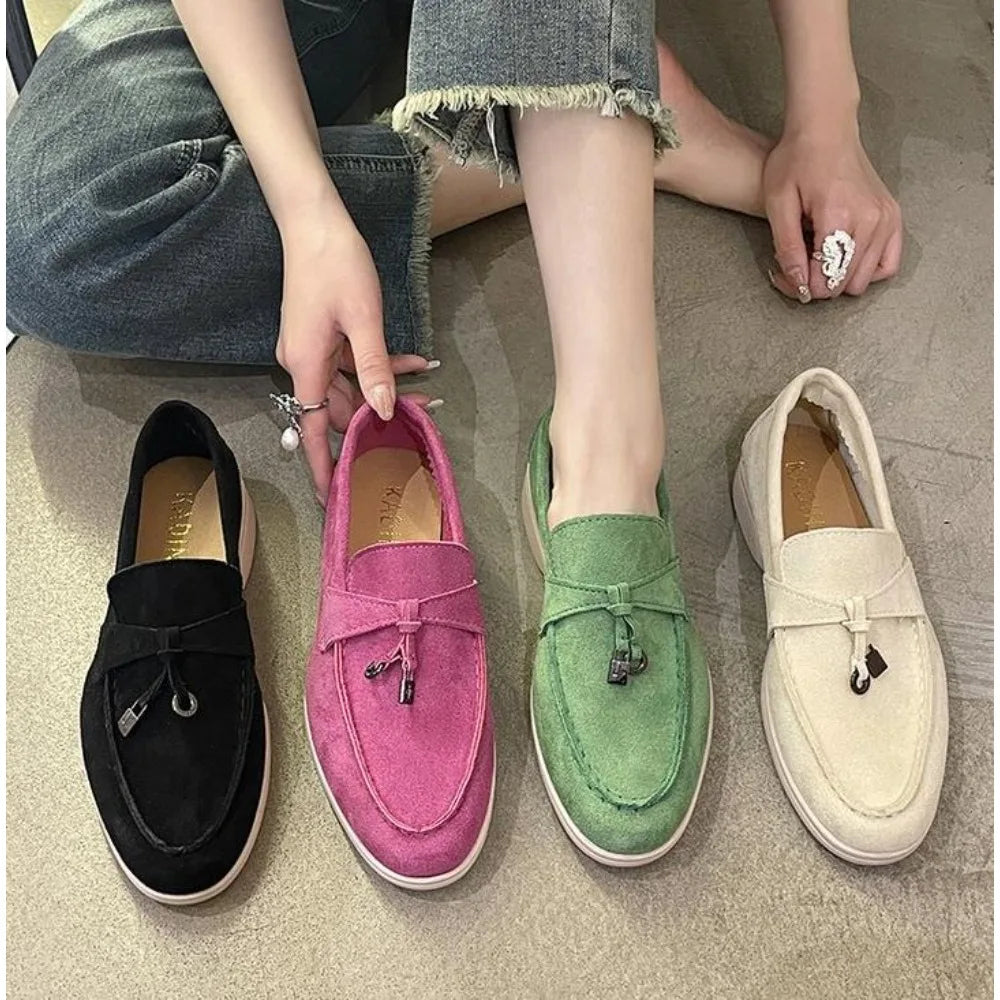 Women Flats Shoes Platform Suede Loafers Shoes Casual Ladies Walking Non Slip