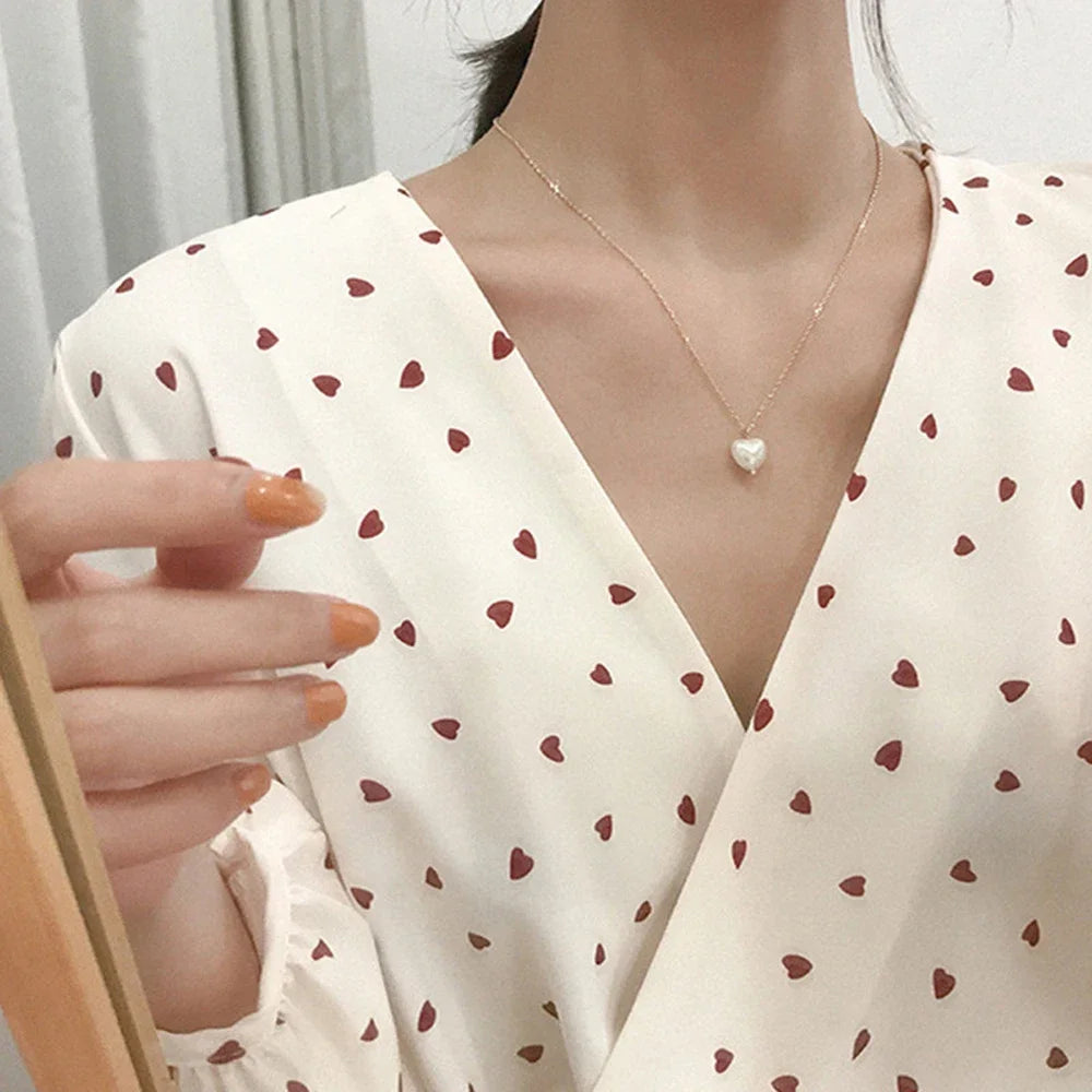 Beads Women's Neck Chain Kpop Pearl lace Gold Color Goth Choker Jewelry On The  Pendant