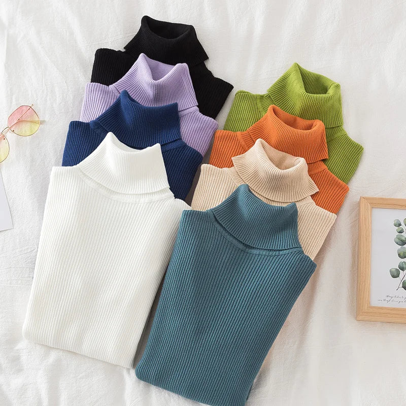Women Turtleneck Sweater Knitted Soft Pullovers cashmere Jumpers Basic Solid Soft Sweaters Women Autumn Winter Casual Top-Dollar Bargains Online Shopping Australia