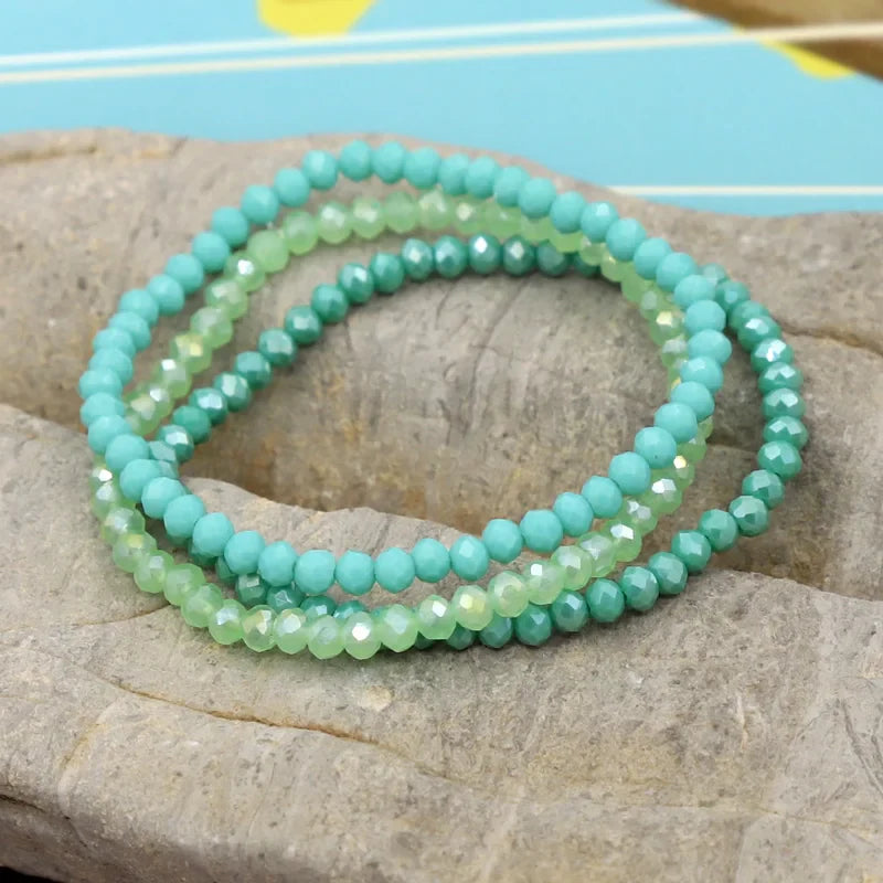 3 Pieces / Pack Women's Bracelets Colorful Crystal Beaded Bracelet Set Wholesale Gifts Korean Jewelry Leisure Vacation Bracelets-Dollar Bargains Online Shopping Australia