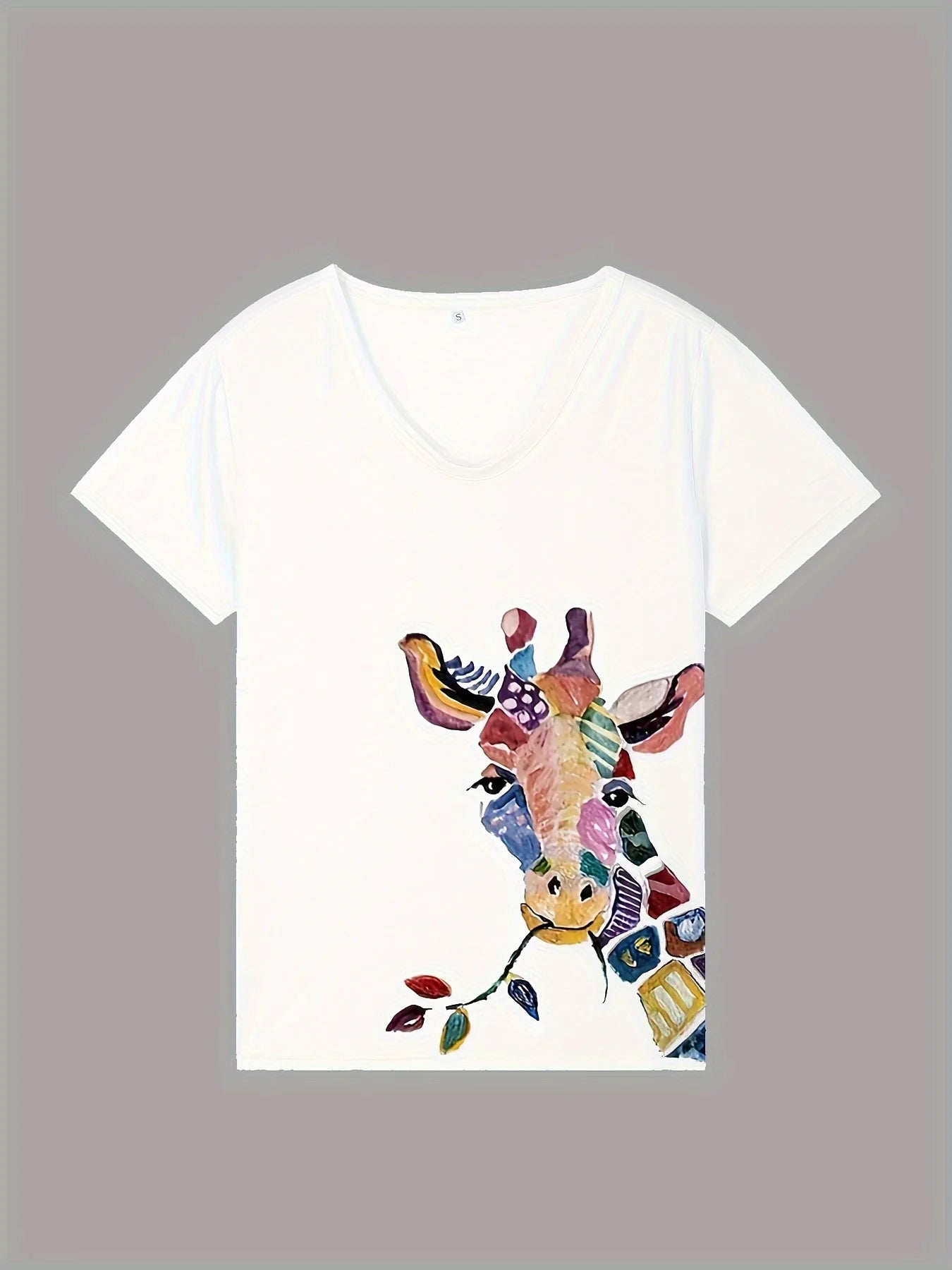 Women Giraffe Print Women's T-Shirt Oversized T-Shirt Top Women Clothing Design Short Sleeve Plus Size Blouse