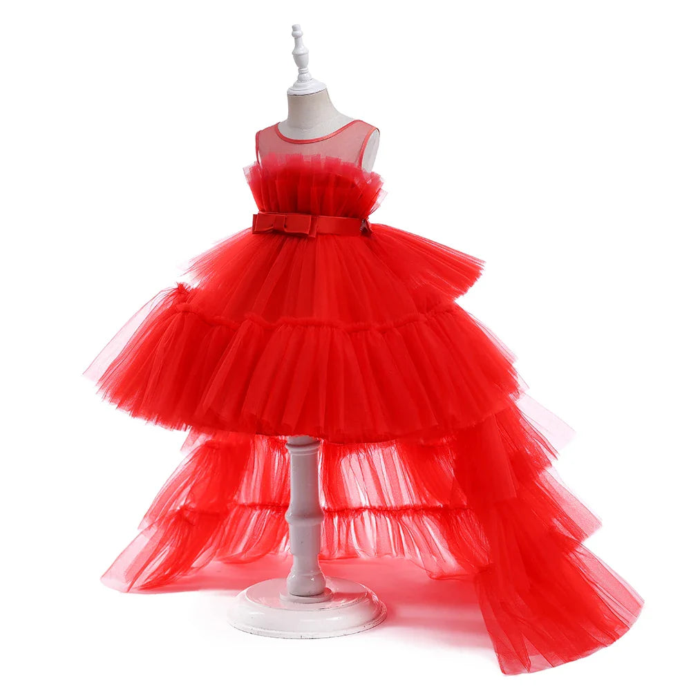 Baby Girl Tulle Trailing White Baptism Dresses Princess Bow Party Wedding Birthday Bridesmaid Dress First Communion Gown-Dollar Bargains Online Shopping Australia
