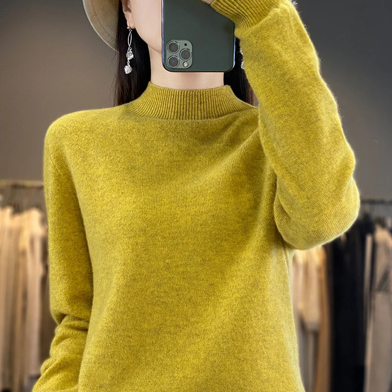 Wool Sweater Women's Loose Half Turtleneck Pullover Simple Top-Dollar Bargains Online Shopping Australia