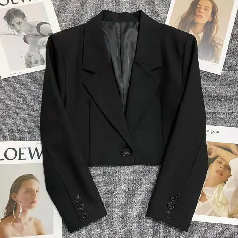 Long Sleeve Button Up Suit Jacket Woman Elegant All Match Office Blazer Female-Dollar Bargains Online Shopping Australia
