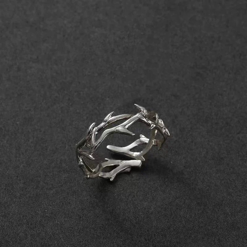 Punk Black Rings Thorns Vine Twine Red Rhinestones Hollow Couple Finger Ring Women Men Jewelry Gift-Dollar Bargains Online Shopping Australia