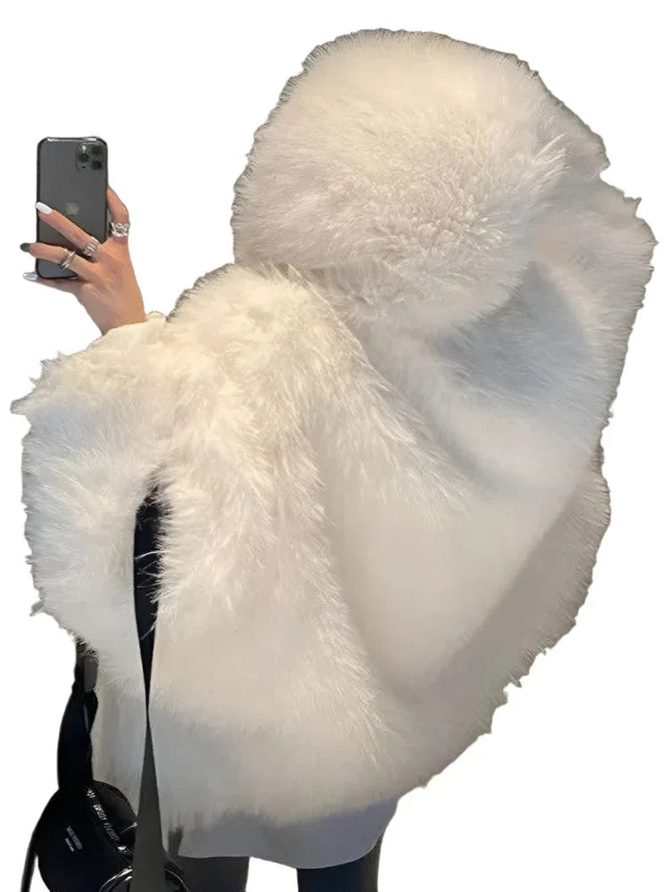 Winter Jackets Faux Fur Coat Women Korean Coat Hooded Fur Jacket-Dollar Bargains Online Shopping Australia