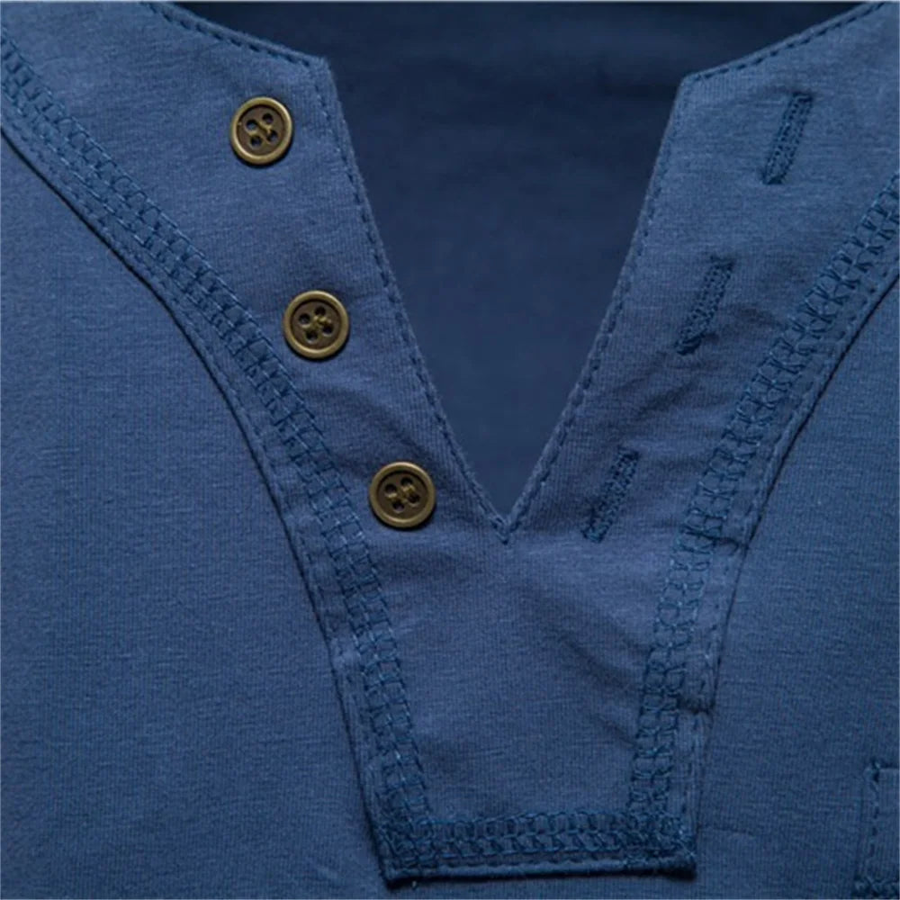 Cotton T Shirt Men Solid Color Design V-neck T-shirt Casual Classic Men's Clothing Tops