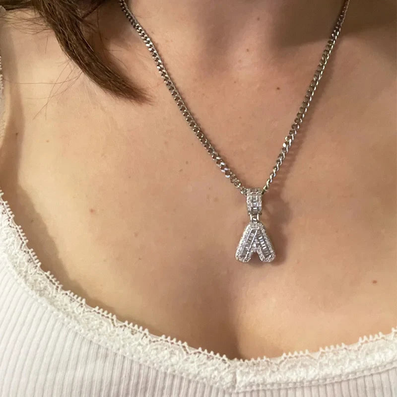 Cubic Zirconia Letters A-Z Pendant Necklaces Iced Out Rock Candy Style Initial Charms Necklace Fantastic Jewelry Gift-Dollar Bargains Online Shopping Australia