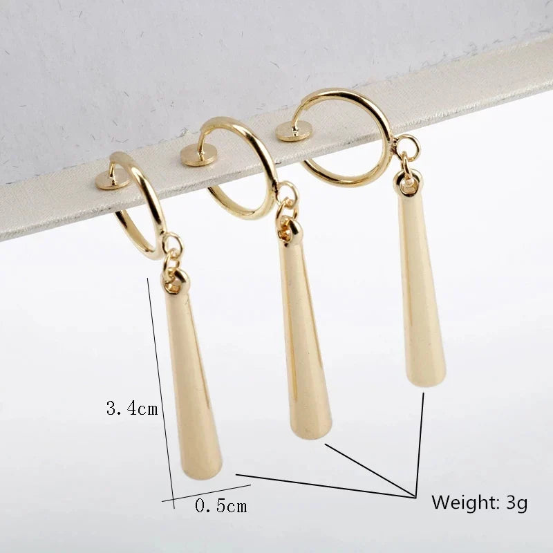 3Pcs/Set Roronoa Zoro Earrings Ear Clips Gold Color Small Geometric Non-Pierced Jewelry Hip Hop Wholesale Pendant Earrings-Dollar Bargains Online Shopping Australia