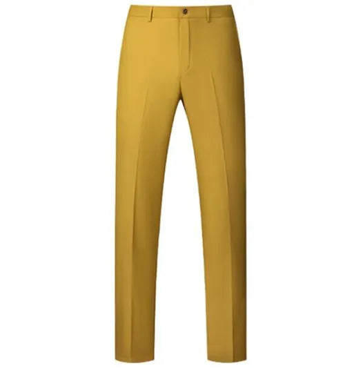 Solid Colour Formal Suit Pants Men's Wedding Office Social Slim Fit Trousers