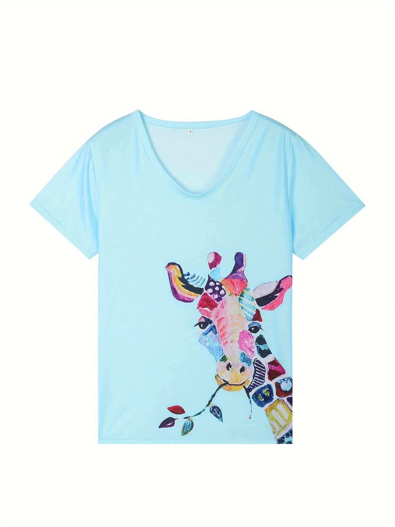 Women Giraffe Print Women's T-Shirt Oversized T-Shirt Top Women Clothing Design Short Sleeve Plus Size Blouse