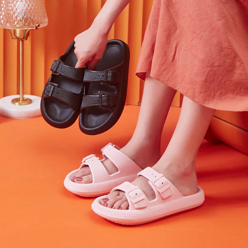 Thick Platform Cloud Slippers Women Fashion Buckle Soft Sole Pillow Slides Sandals Woman Beach Non-Slip Flip Flops-Dollar Bargains Online Shopping Australia