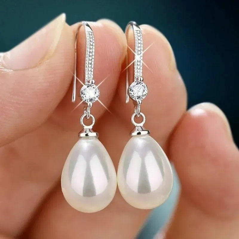 Women's Water Drop Imitation Pearl Earrings Round Oval Wedding Jewelry Birthday Gifts