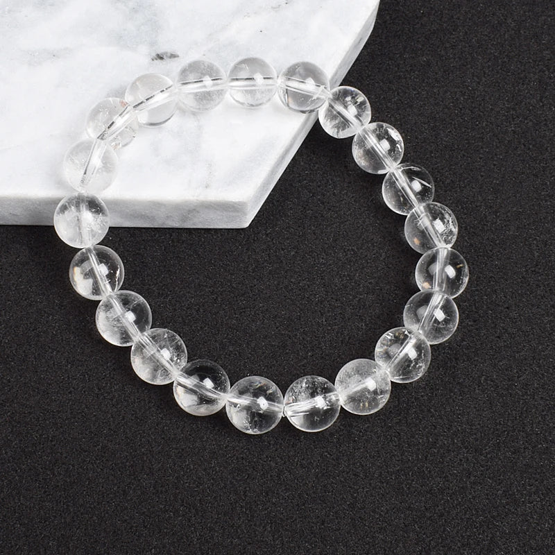 Natural Clear Quartzs Bracelet White Transparency Healing Crystal Energy Stone Boho Reiki Gem Stone Beads Simple Yoga Jewelry-Dollar Bargains Online Shopping Australia