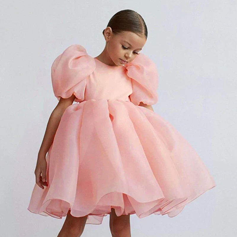 Child Evening Flower Pageant Vestidos Girls Princess Dress Lace Tulle Wedding Party Formal Bridesmaid Tutu Fluffy Prom Gown-Dollar Bargains Online Shopping Australia