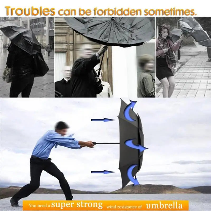130cm Large Double Layer Umbrella Men Woman Windproof Paraguas Male Sun Umbrella Outdoor 3 Floding Big Rain Parapluie