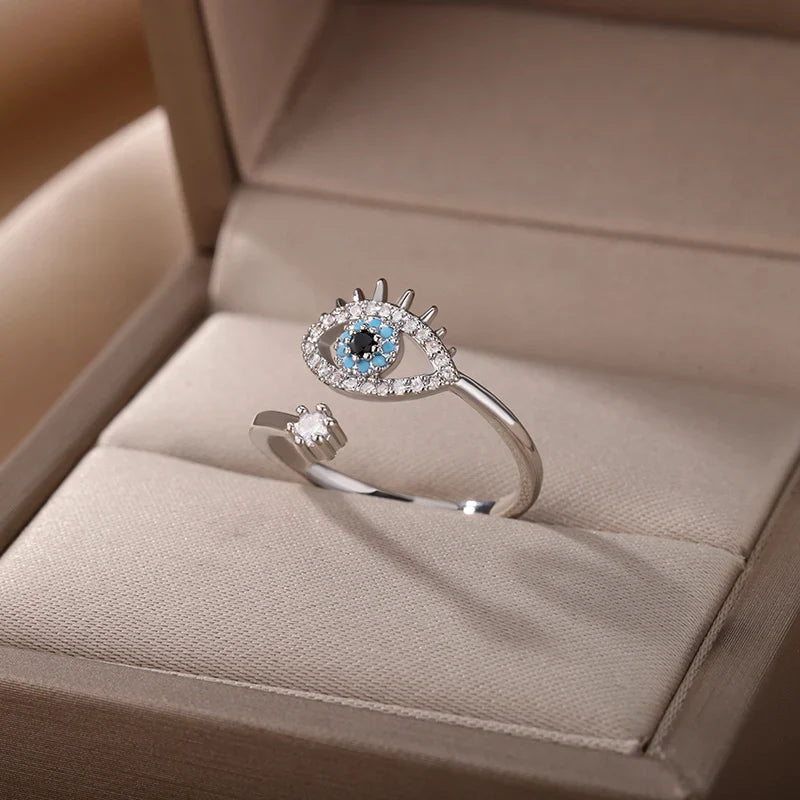 Lucky Turkish Evil Eye Rings For Women Opening Stainless Steel Ring Luxury Wedding Couple Jewelry anillos mujer-Dollar Bargains Online Shopping Australia