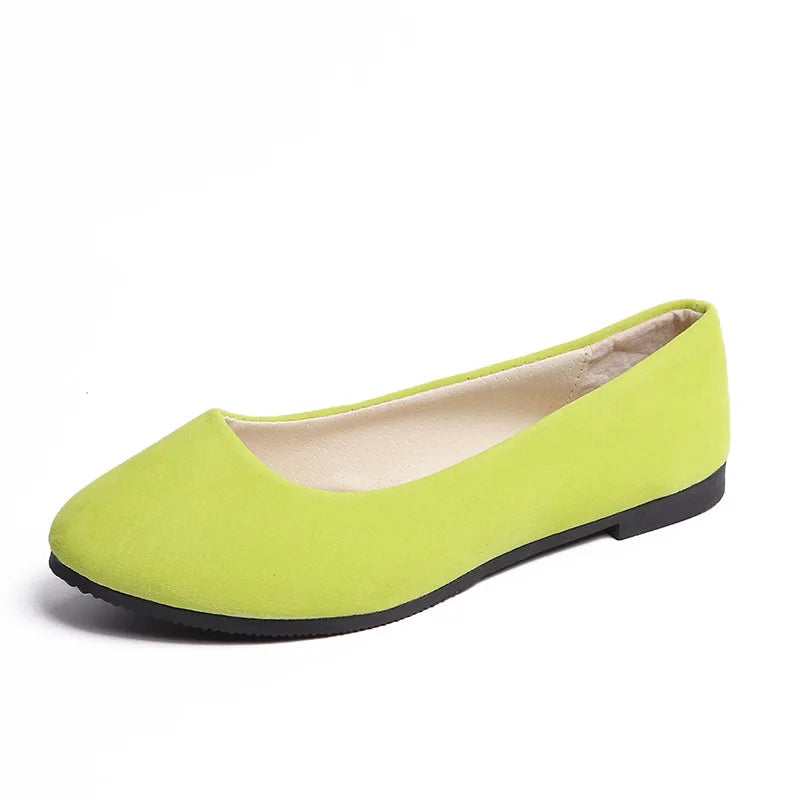 Women Flats Slip on Flat Shoe Candy Color Pointed Toe Female Loafers Plus Size Shoes Woman Spring Faux Suede Ladies Ballet Flats-Dollar Bargains Online Shopping Australia