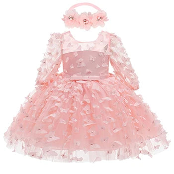 Newborn Dress Flowers Mesh Fashion Party Little Princess Baby Dress Christmas Birthday Gift Kids Clothes-Dollar Bargains Online Shopping Australia