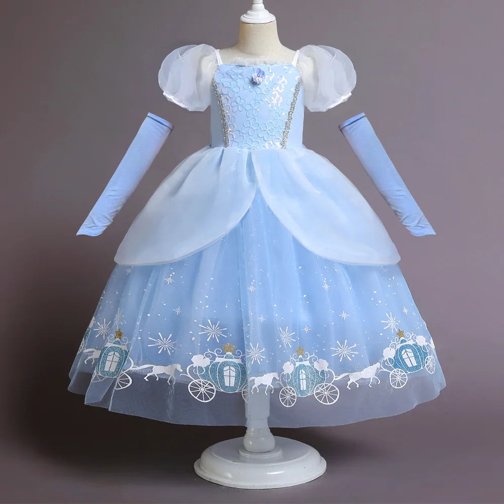 Summer Girl Dress Kids Party Short Sleeve Fashion Princess Dress Little Girl Birthday Gift Christmas Clothes+Cape