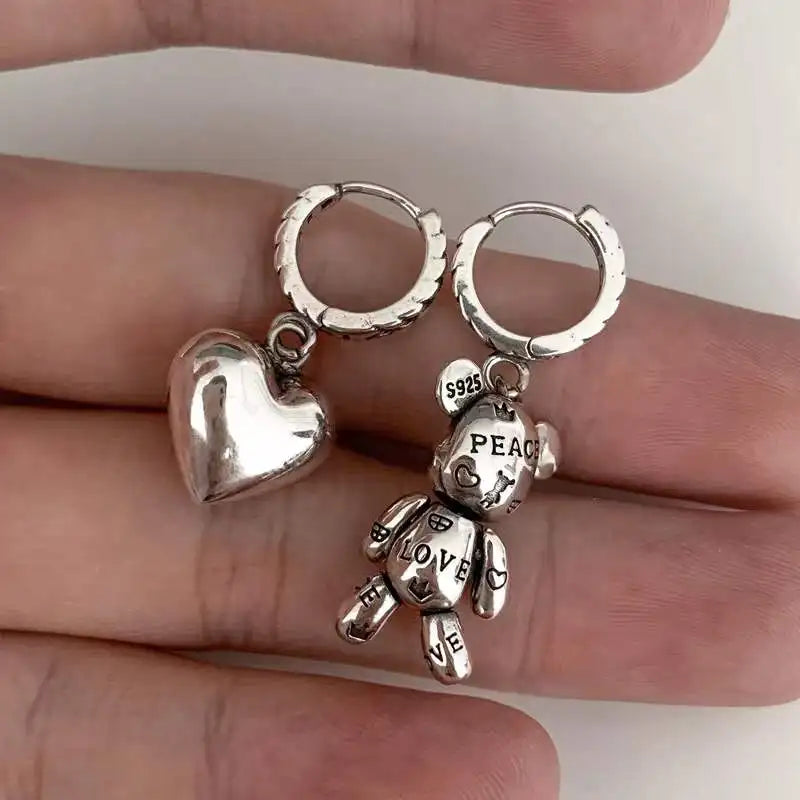 Fashion Cute Hip Hop Bear Pendant Necklace for Men & Women Punk Wind Titanium Steel Sweater Chain Jewelry Set Lovers Gift-Dollar Bargains Online Shopping Australia