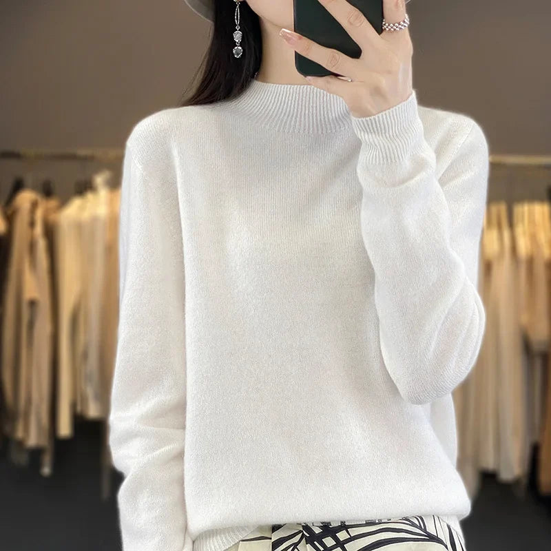 Wool Sweater Women's Loose Half Turtleneck Pullover Simple Top-Dollar Bargains Online Shopping Australia