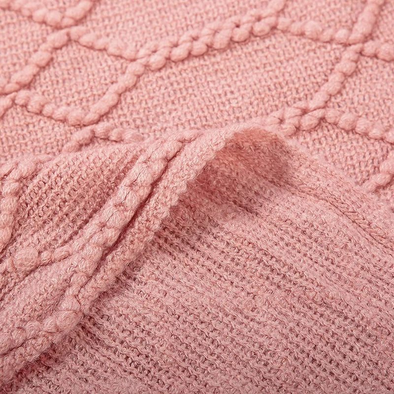 Acrylic Knit Woven Throw Blanket Lightweight Decorative Soft Nap Throw with Tassel for Chair Bed Sofa Travel Picnic Blankets
