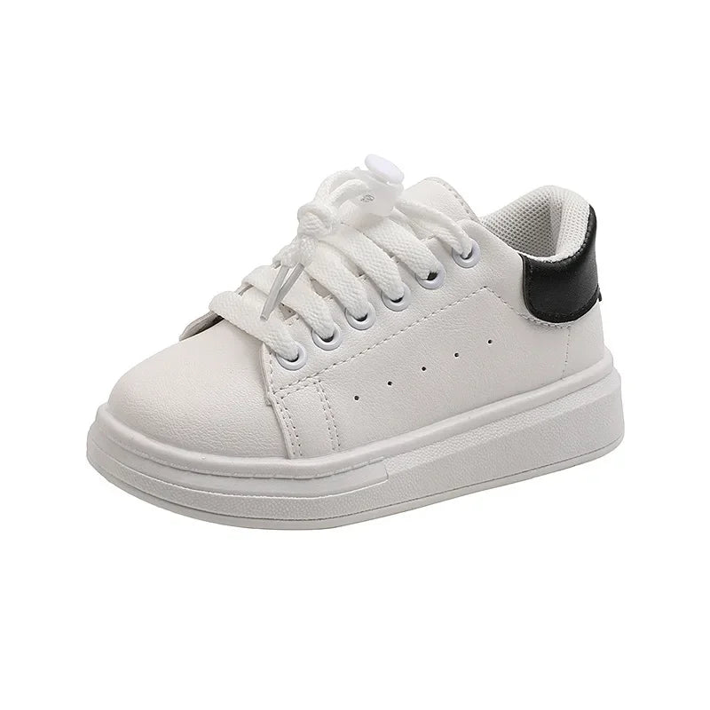 Children Fashion Soft White Boys Sports Shoes Korean Style Students Lace-up Light Sneakers for Girls Versatile