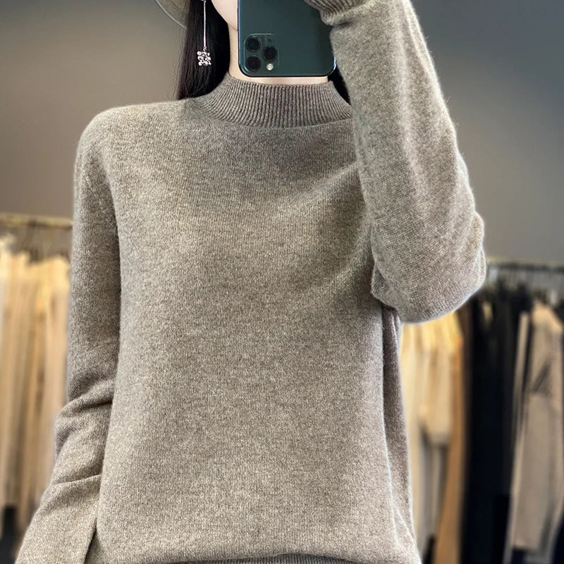 Wool Sweater Women's Loose Half Turtleneck Pullover Simple Top-Dollar Bargains Online Shopping Australia
