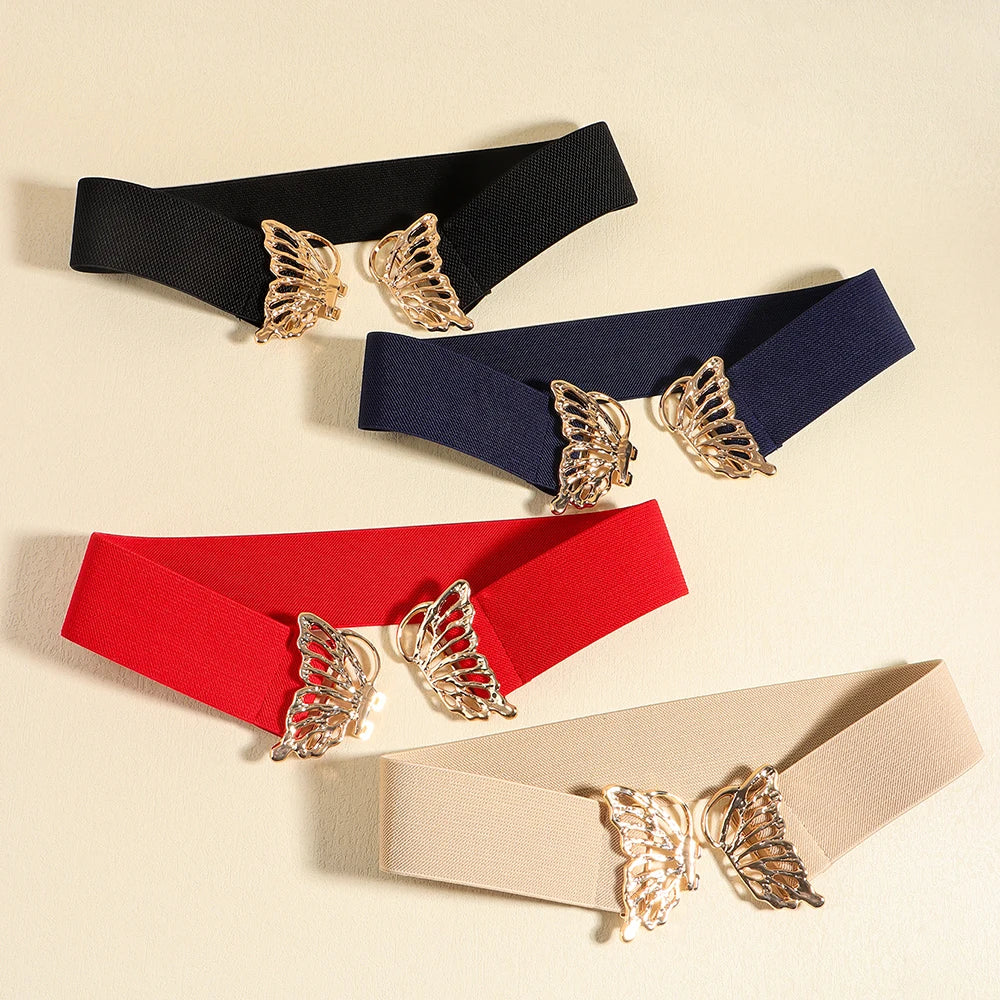 Fashion women's butterfly belt elastic elastic buckle waist seal decorative shirt dress waist trim