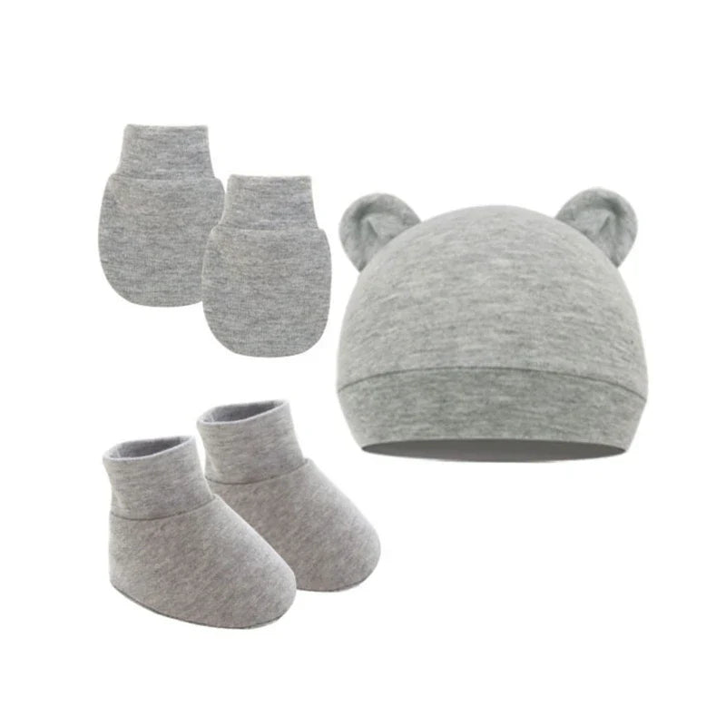 Newborn Hat Gloves Socks Set for Baby Boy Girl Cotton Fall Casual Photography Props Soft Headwear Infant Nightcap-Dollar Bargains Online Shopping Australia