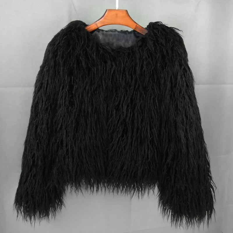 Fur Coats Women Autumn Winter Top Fashion Pink Faux Fur Coat Elegant Thick Warm Faux Fur Jackets-Dollar Bargains Online Shopping Australia
