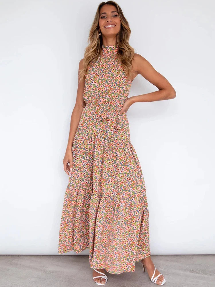 Summer Long Dress Polka Dot Casual Dresses Black Sexy Halter Strapless Sundress-Dollar Bargains Online Shopping Australia