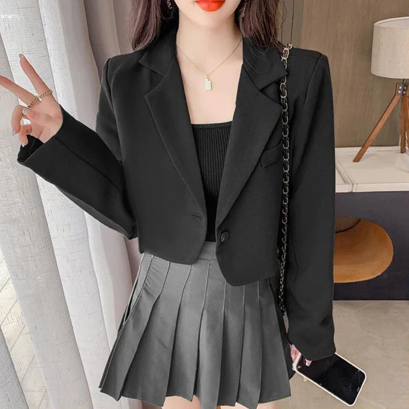 Long Sleeve Button Up Suit Jacket Woman Elegant All Match Office Blazer Female-Dollar Bargains Online Shopping Australia