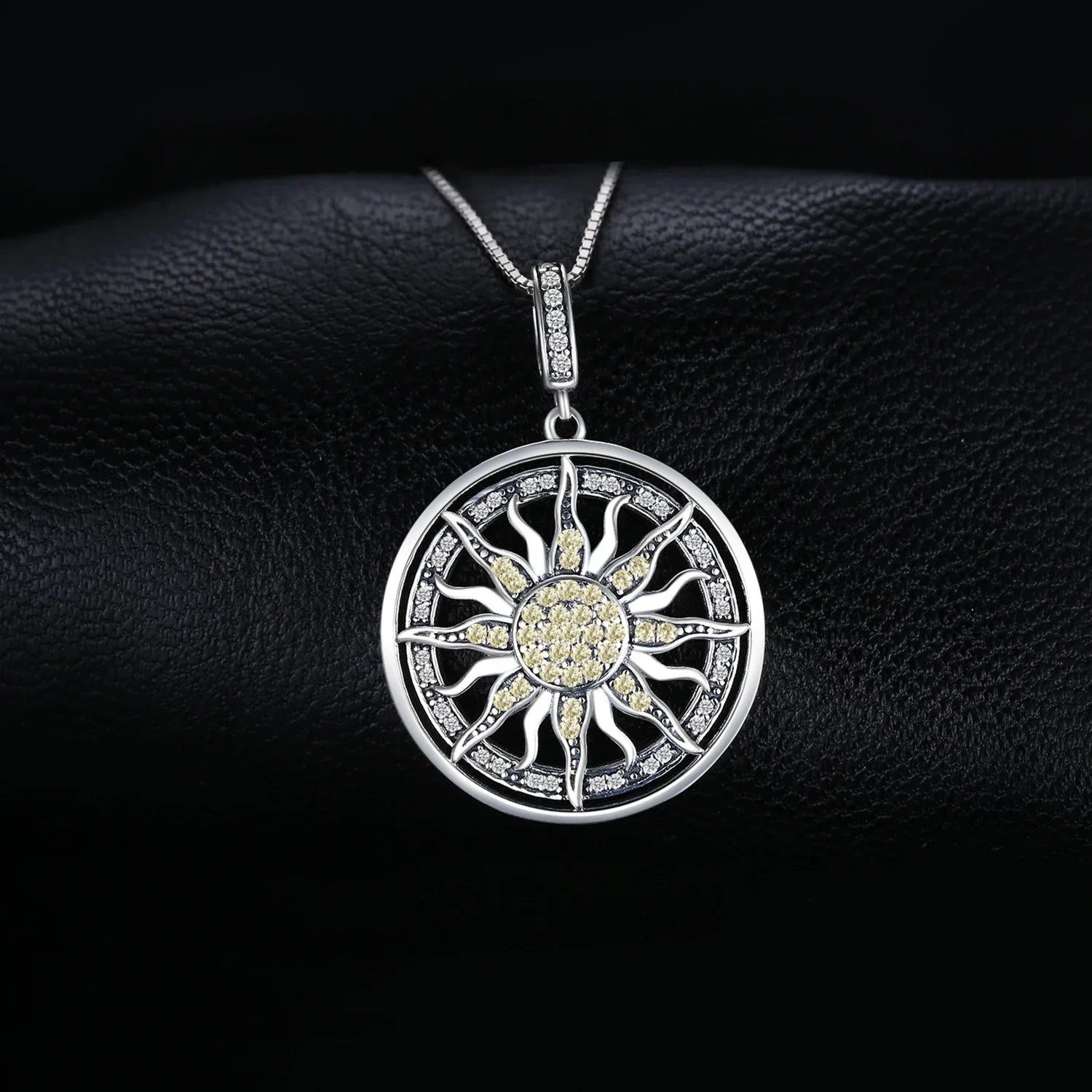 Celestial Sun Cubic Zirconia 925 Sterling Silver Pendant Necklace for Women Girl No Chain Fashion Jewelry Gift