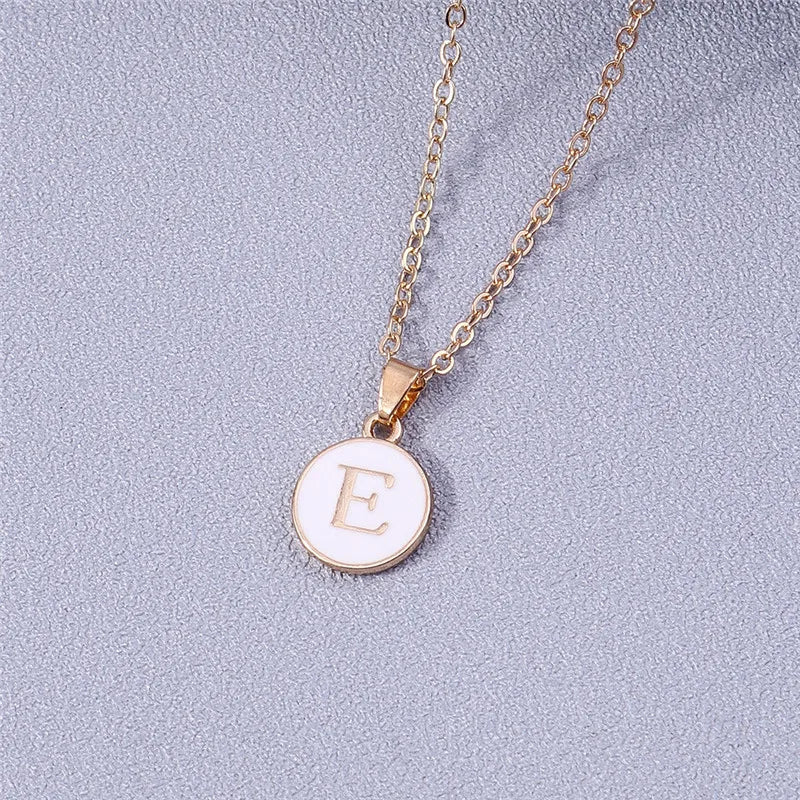 Name Initials Letter Pendant Necklace Enamel A-Z Alphabet Necklaces Girls Birthday Gifts Jewelry Accessories-Dollar Bargains Online Shopping Australia