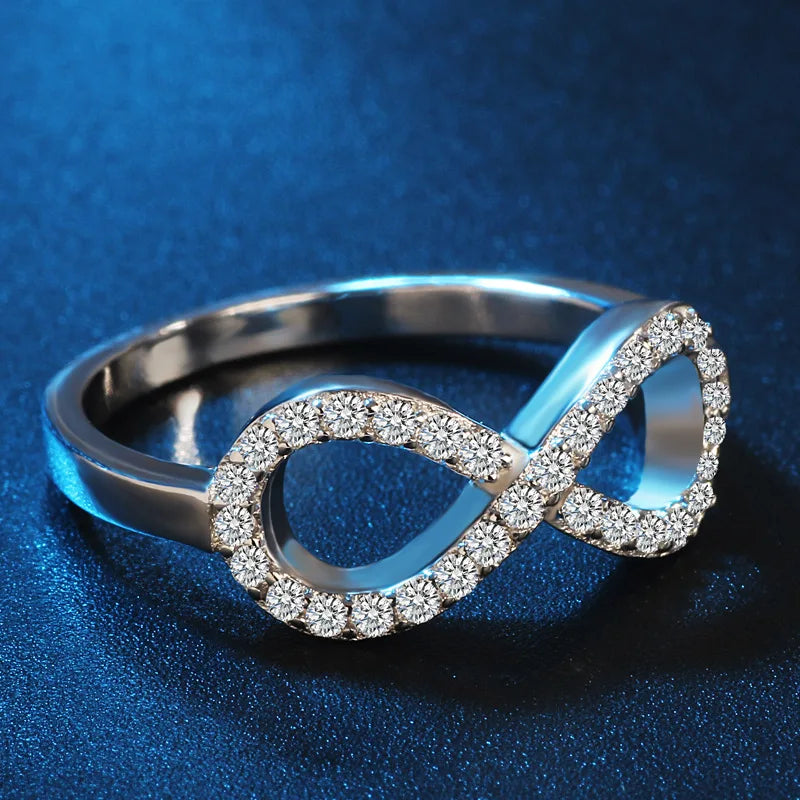 Fashion Cz Infinity Endless Love Claddagh 8 Shape Silver Rings for Women Silver Filled