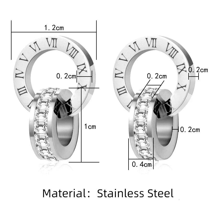 PAXA Classic Roman Numeral Crystal Stainless Steel Earrings Necklace for Women Luxury Elegant Fashion Wedding Party Jewelry Gift-Dollar Bargains Online Shopping Australia
