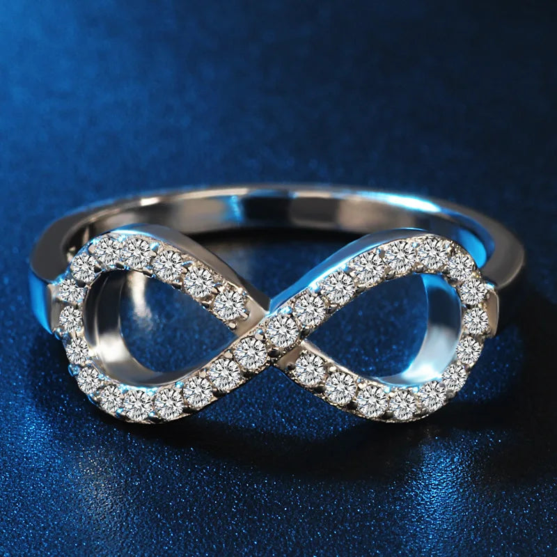 Fashion Cz Infinity Endless Love Claddagh 8 Shape Silver Rings for Women Silver Filled