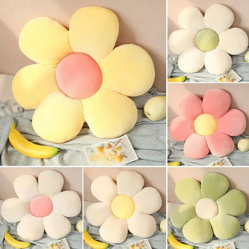 Stuffed Six Petal Flower Cushion  Sunflower Pillow Bay Window Pink Flower Setting for Kids Bedroom Seat Pillow Girly Room Decor