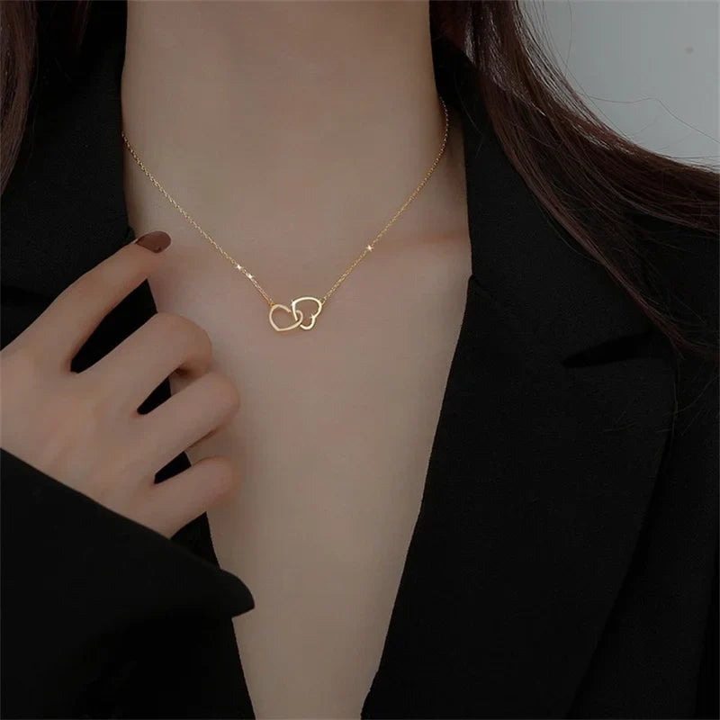 Love Heart Silver Necklace For Women Elegant Fashion Punk Party Pendant Chain Birthday Gift Sweet Accessories Charm Jewelry-Dollar Bargains Online Shopping Australia