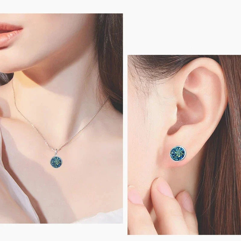 Luxury Quality Quartz Rhinestone Jewelry Sets for Women Simple Round Earrings Necklaces Set Bridal 4 Piece Silver Plated Jewelry-Dollar Bargains Online Shopping Australia