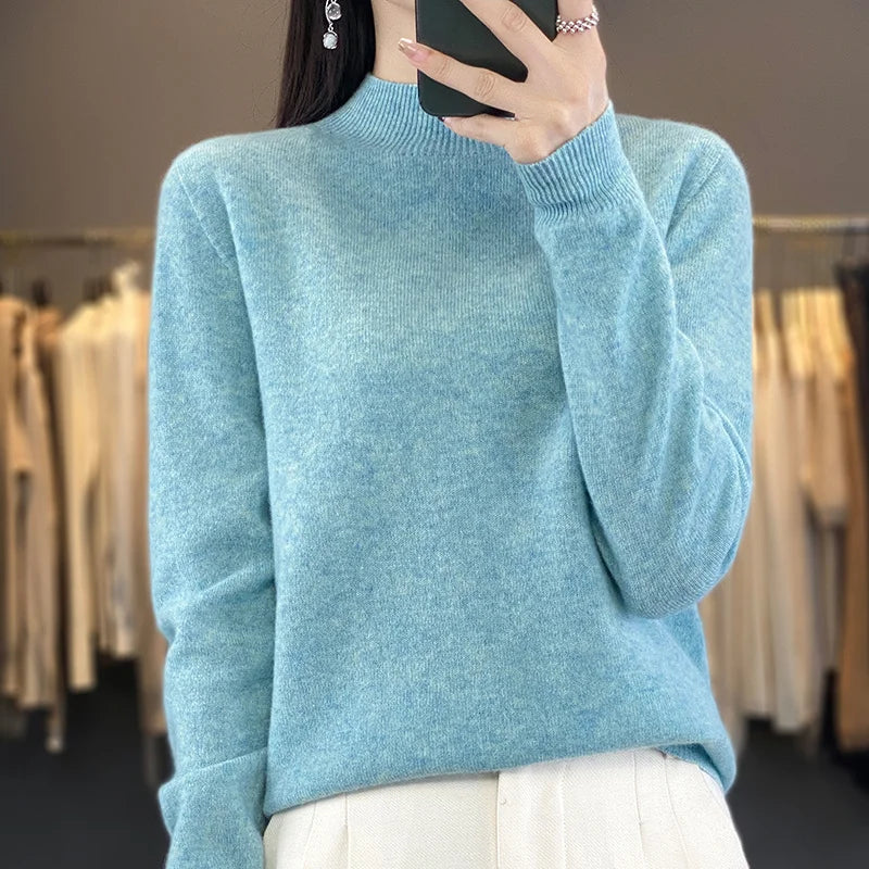 Wool Sweater Women's Loose Half Turtleneck Pullover Simple Top-Dollar Bargains Online Shopping Australia