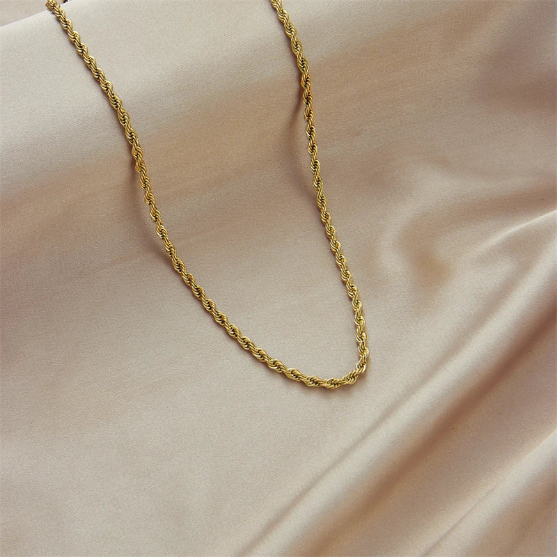 DIEYURO 316L Stainless Steel Gold Color Chain Necklace Bracelets For Women Girl Fashion Non-fading Lady Jewelry Set Accessories-Dollar Bargains Online Shopping Australia