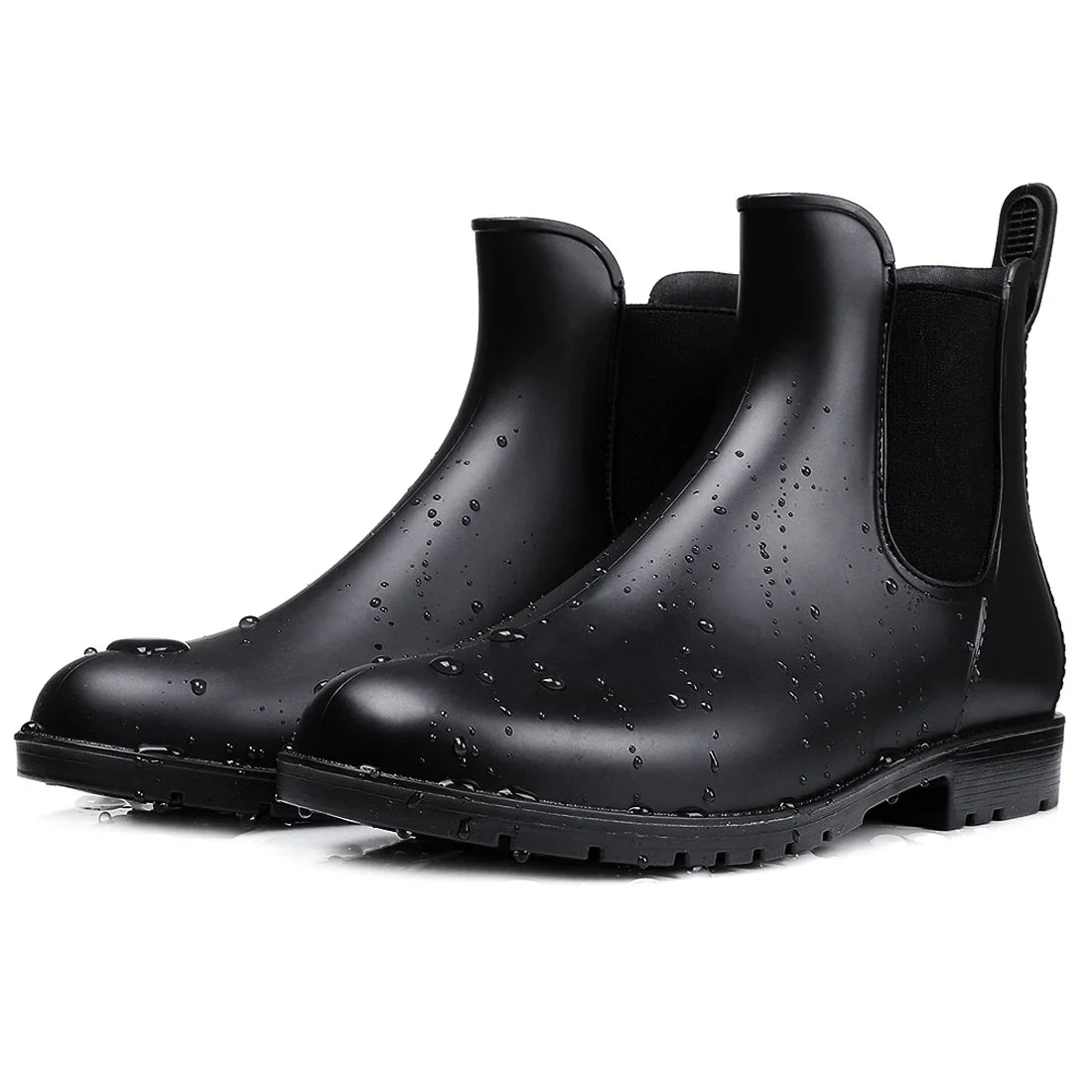 Women Chelsea Rain Boots Shiny Ankle Boots Waterproof Upper Toe Elastic Band Low Sole Fashion Non-slip Comfortable Boots-Dollar Bargains Online Shopping Australia