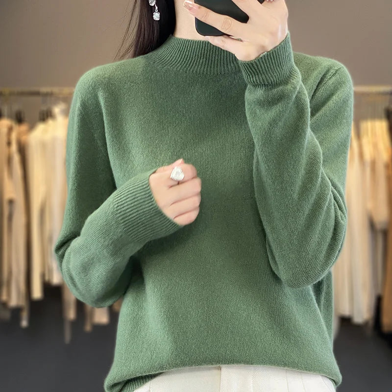 Wool Sweater Women's Loose Half Turtleneck Pullover Simple Top-Dollar Bargains Online Shopping Australia