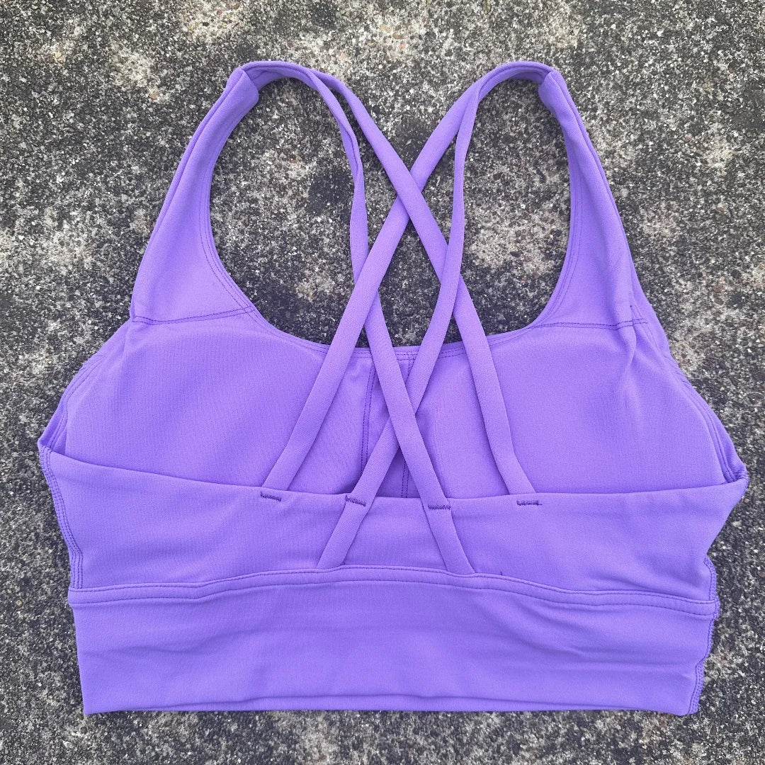Soft Cross Back Women Fitness Bra Tights Yoga Vest High Strength Shockproof Gym Sports Top Push Up With Chest Pad-Dollar Bargains Online Shopping Australia