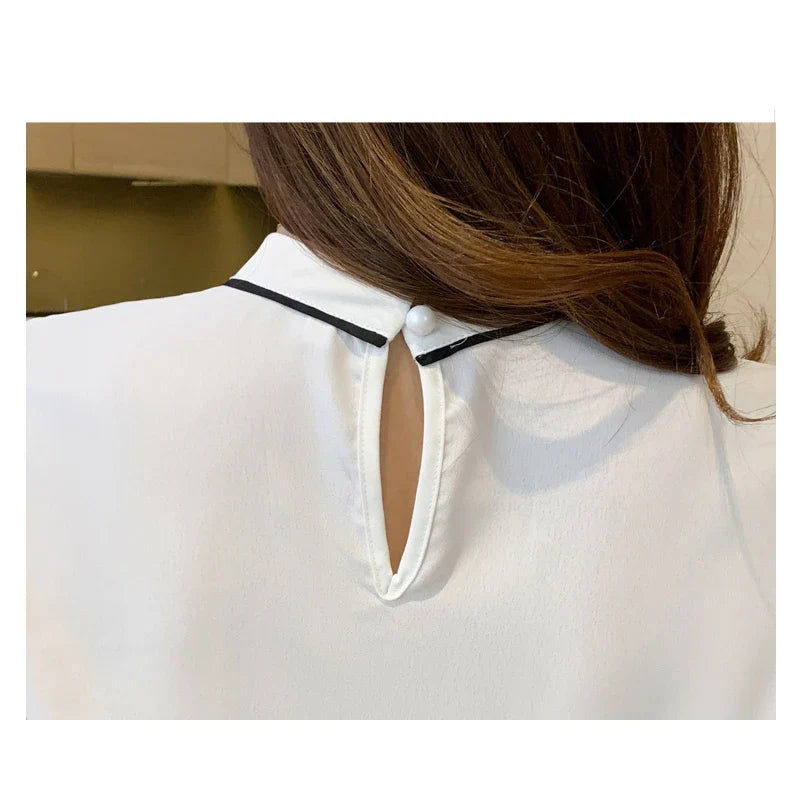 O-Neck Blue Chiffon Blouse Shirt Tops Women Short Sleeve Blouse Women-Dollar Bargains Online Shopping Australia