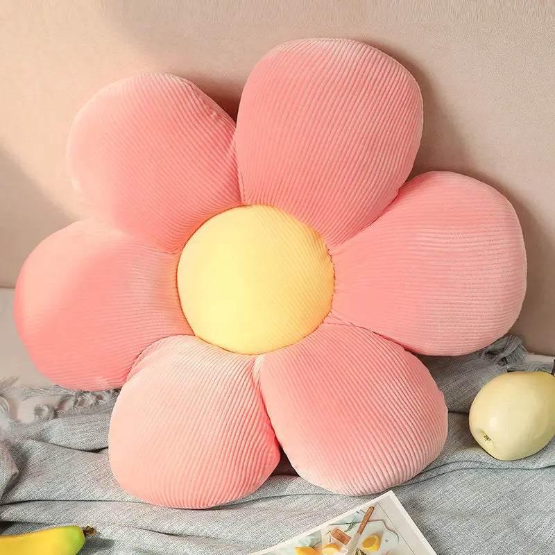 Stuffed Six Petal Flower Cushion  Sunflower Pillow Bay Window Pink Flower Setting for Kids Bedroom Seat Pillow Girly Room Decor